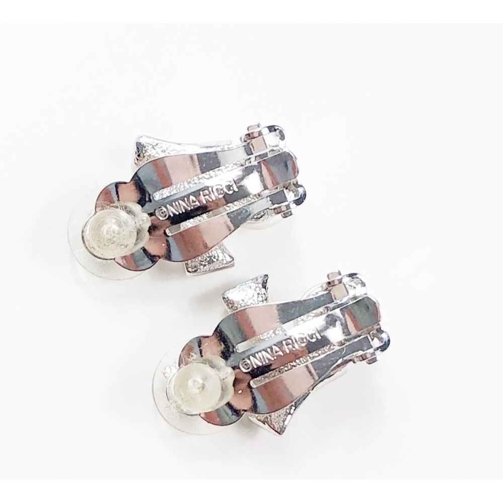 Nina Ricci Crystal and Faux Pearl Art Deco Clips Vintage - Picture 3 of 5